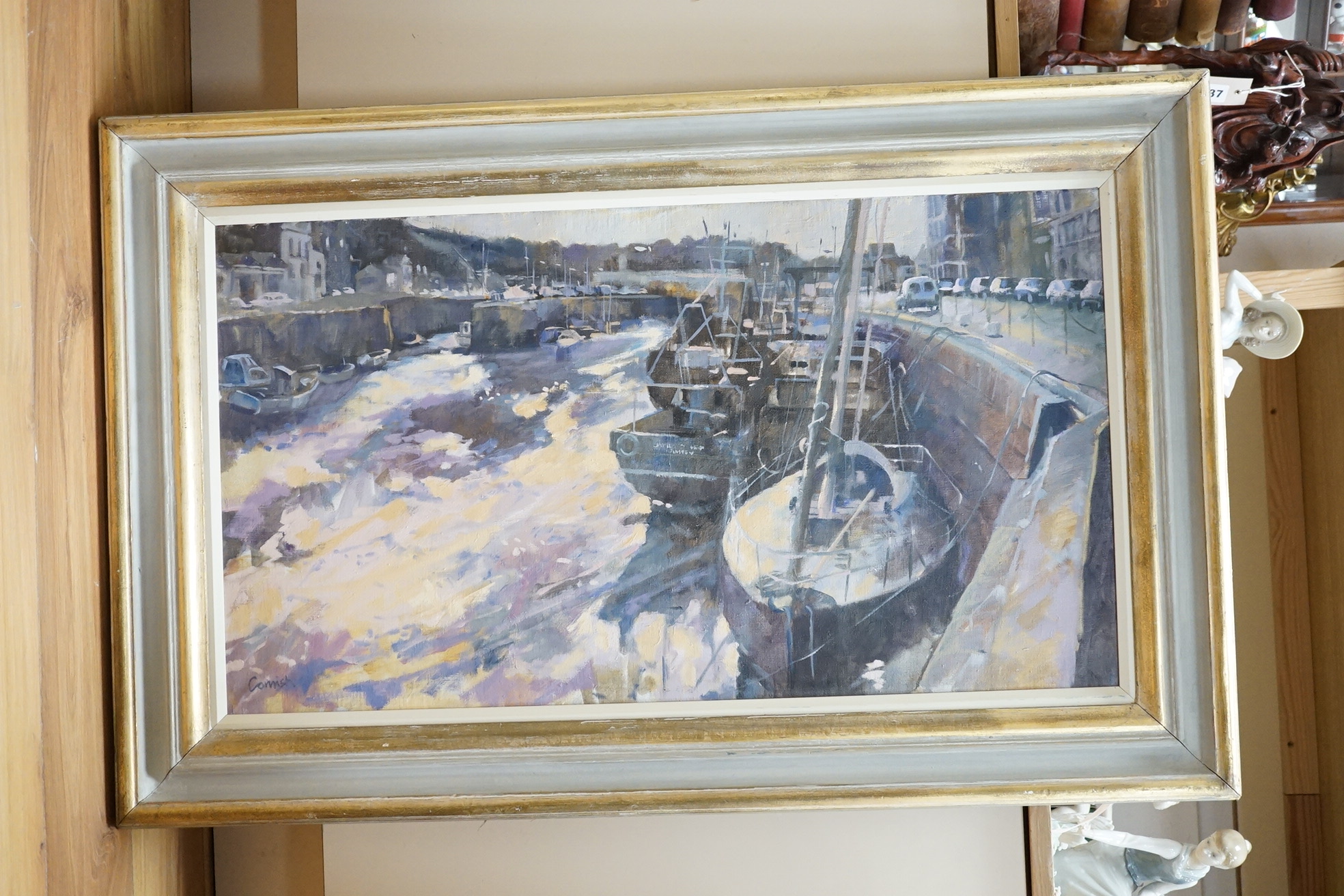 Amanda Cornish (b.1966-), oil on canvas, Douglas Harbour, signed, 44 x 80cm